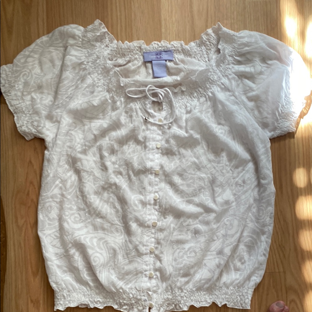 White Preowned Sheer Top Large